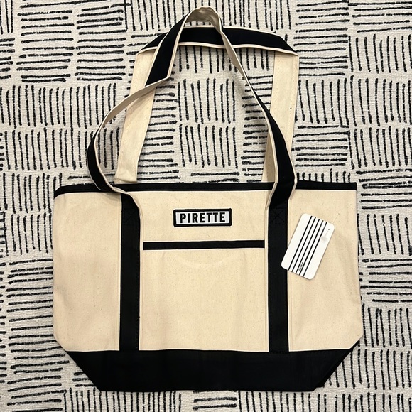 PIRETTE Handbags - 🏝️ PIRETTE Canvas Beach Tote 🏝️ NEW Bag Black/Cream/White